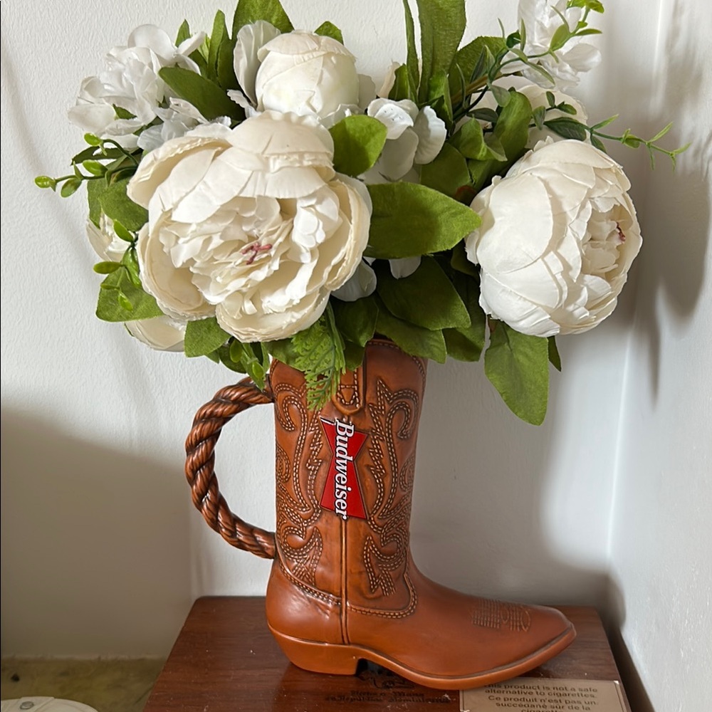 Budweiser Cowboy boot vase